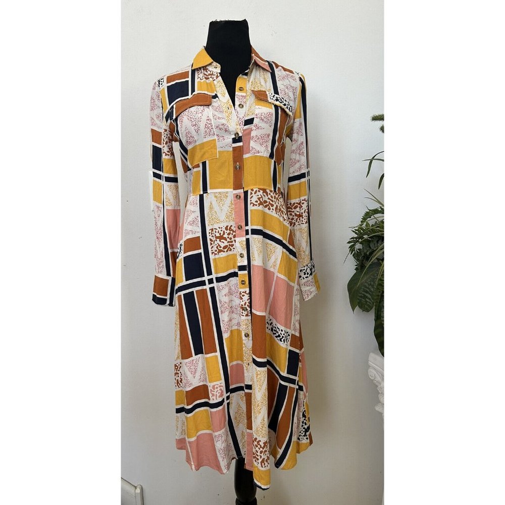 NWT Anthropologie The Odells Nouveau Geo Shirt Retro Dress Multicolor Sz XS $225